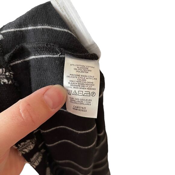 LOFT XS Sheath Dress Puff Short Sleeve Textured Striped Black White - Picture 3 of 10